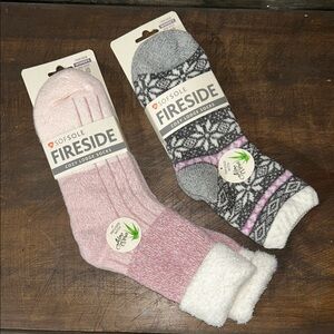 NWT Fireside Cozy Lodge Socks - Pink and Gray